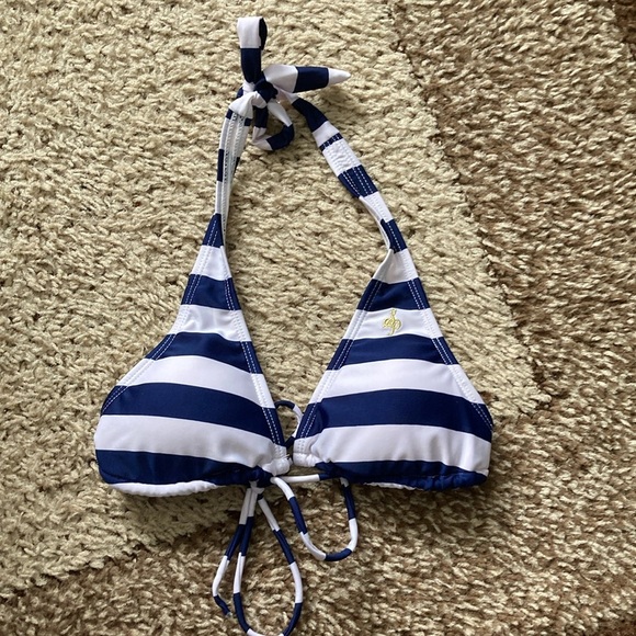 South Pole Blue and White Striped Bikini Top - Picture 1 of 7